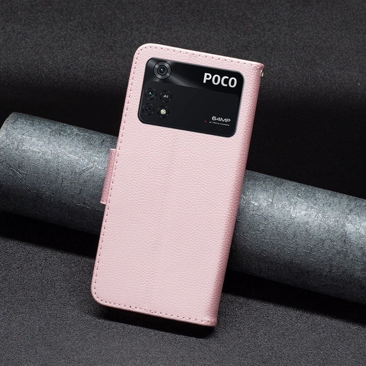 Rose gold litchi-texture leather folio phone case with secure front flap