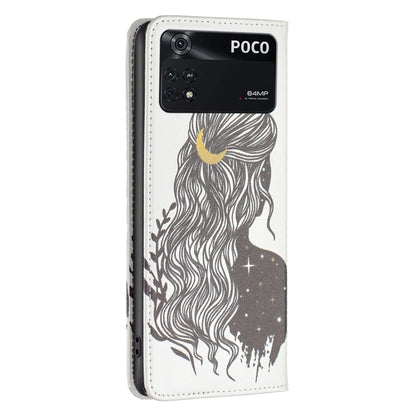White leather phone case with wavy-haired silhouette, gold circle, and camera cutouts