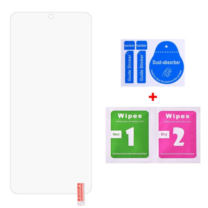 Curved tempered glass screen protector kit with dust-absorber sticker and wet/dry wipes