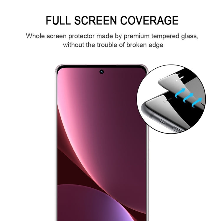 Curved-edge tempered glass screen protector film covering a phone display