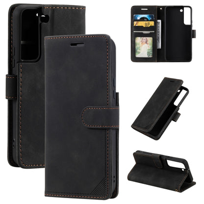 Black brush leather anti-theft phone case with card slot and folio stand