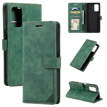 Green brush leather anti-theft phone case with card slot and folio stand