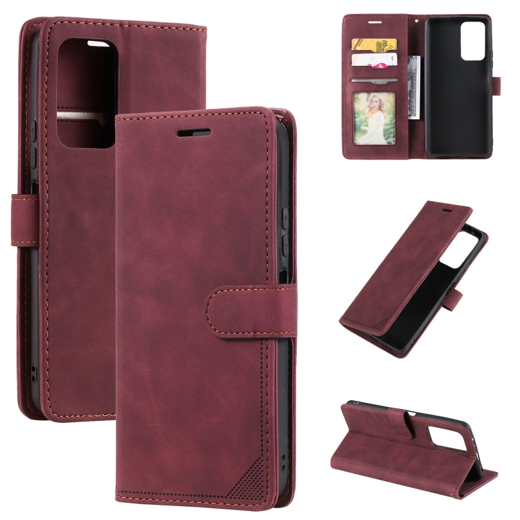 Brown brush leather anti-theft phone case with card slot and folio stand