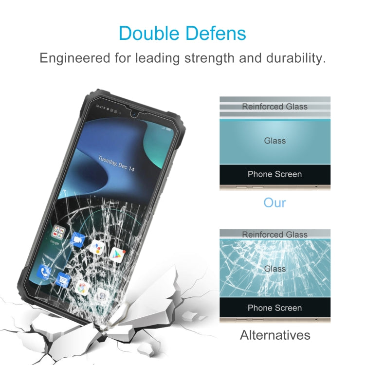 Reinforced tempered glass screen protector film with impact-shield protection