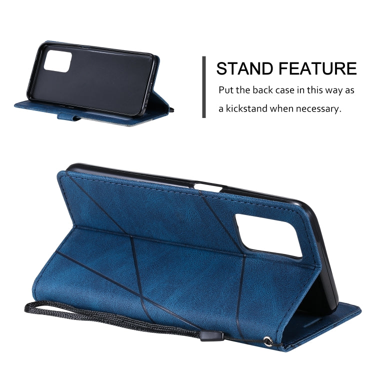 Blue leather folio phone case with stand flip cover and cross pattern