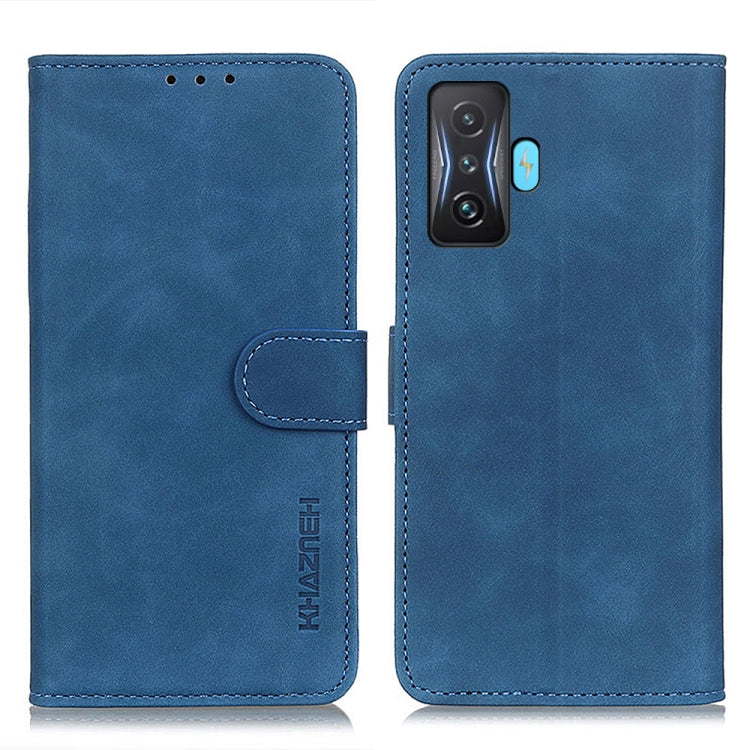 KHAZNEH blue flip leather phone case with side strap, camera cutout