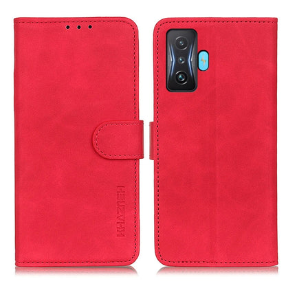 KHAZNEH red flip leather phone case with side strap, camera cutout