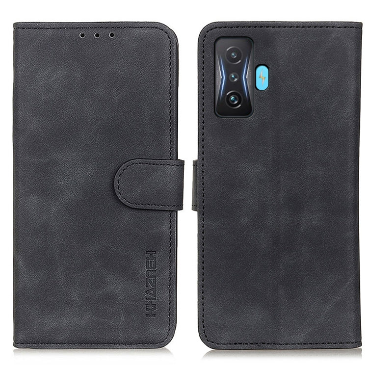 KHAZNEH black flip leather phone case with side strap, camera cutout