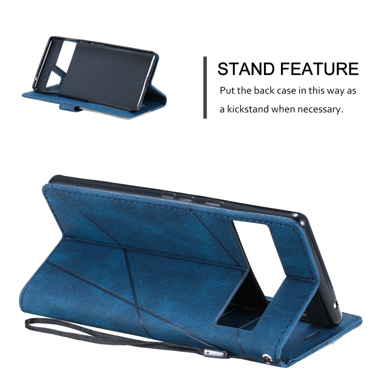Blue leather folio phone case with stand feature and protective front cover