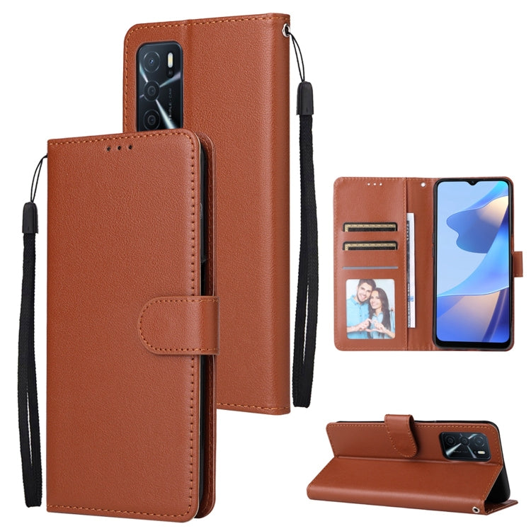 Brown leather phone case with 3 card slots, foldover cover, wrist strap, kickstand