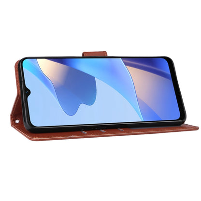 Brown leather folio phone case with foldable stand for viewing, protective cover