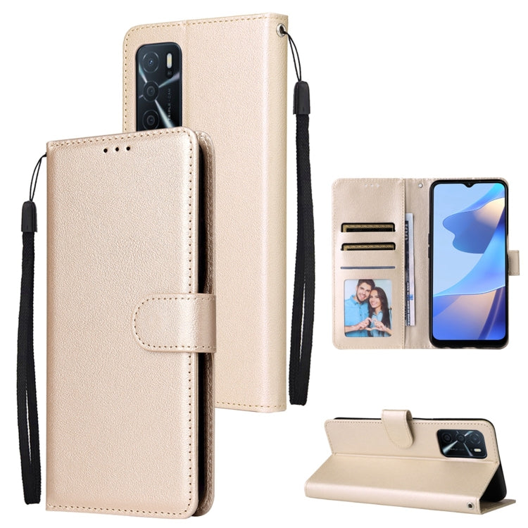 Beige leather phone case with three card slots, flip cover, and wrist strap.