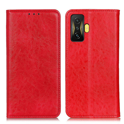 Red textured leather phone folio case with camera cutout and stitched edges