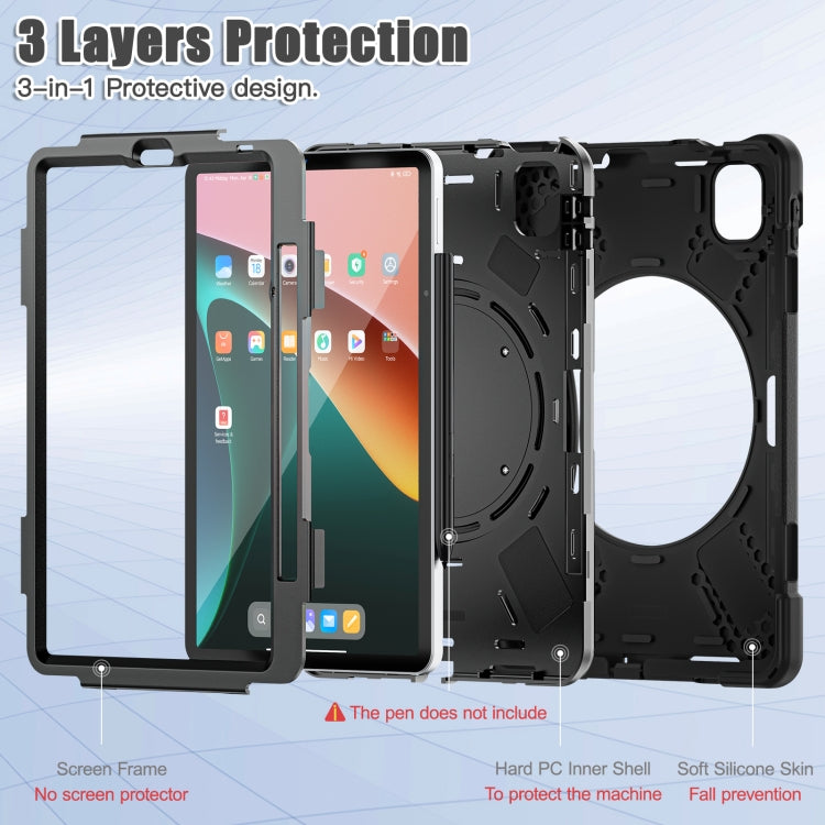 Black rugged tablet protective case shown with front and back panels exposed