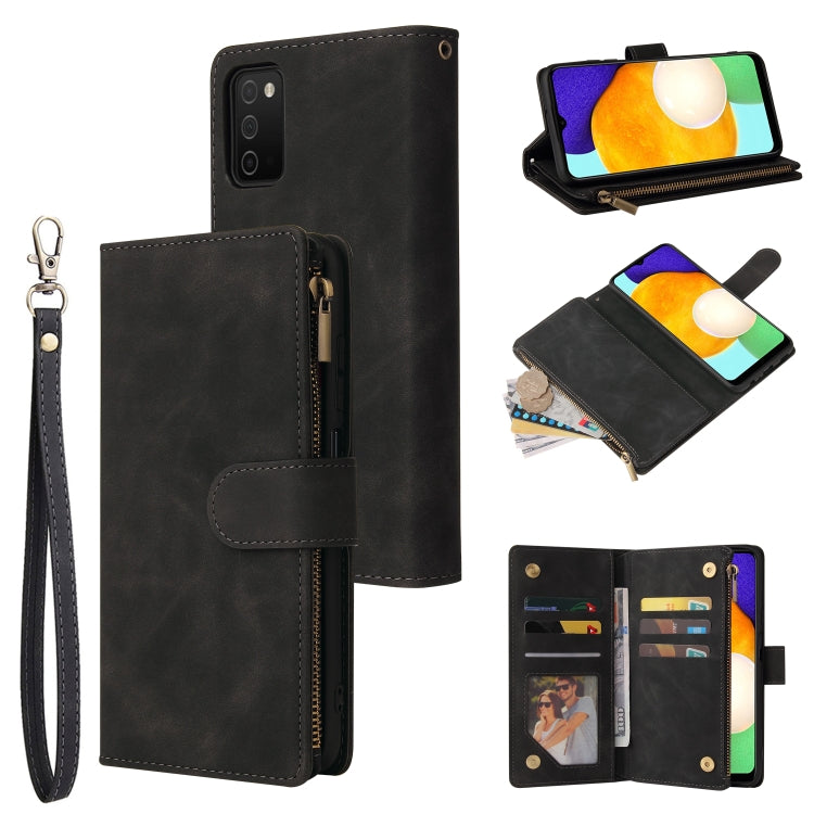 Black leather phone wallet case with wrist strap and card slot panel