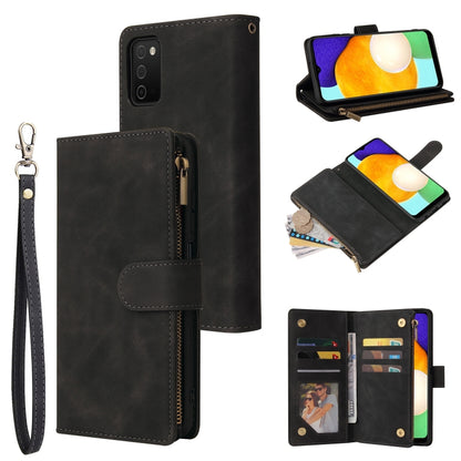 Black leather phone wallet case with wrist strap and card slot panel