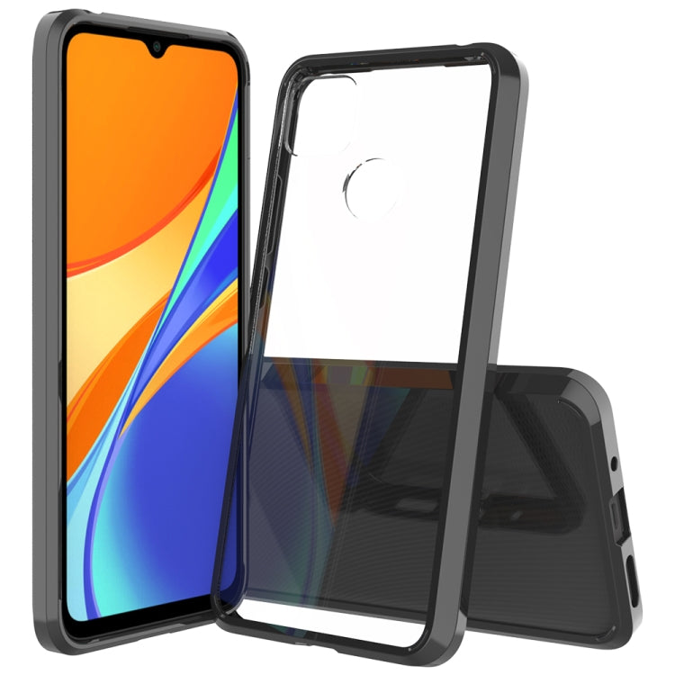 Black-framed clear protective phone case with front and back coverage