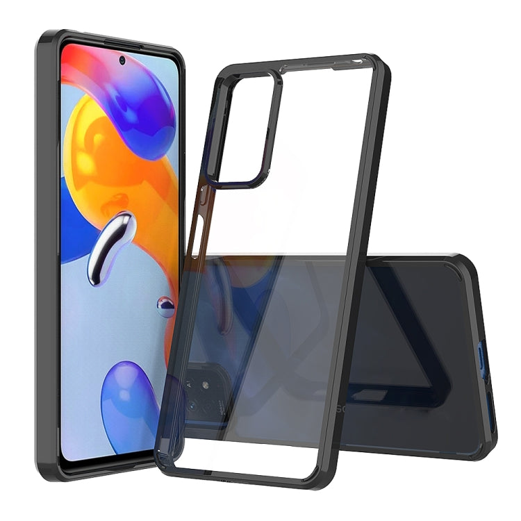 Black-framed transparent protective phone case with screen and camera openings