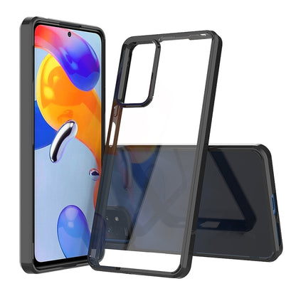 Black-framed transparent protective phone case with screen and camera openings