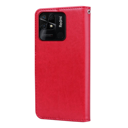 Red leather wallet phone case with camera cutout and smooth folio cover