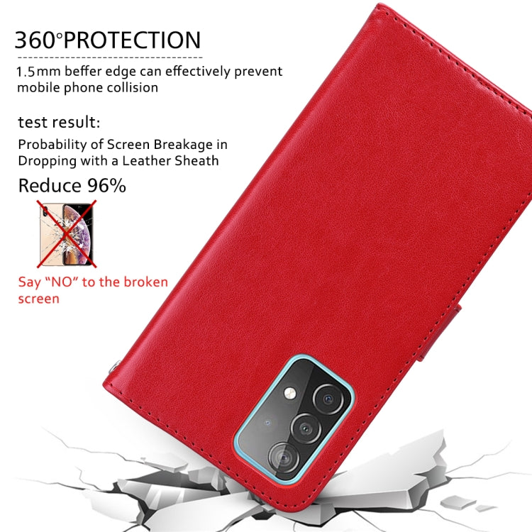 Red leather folio phone case with rose pattern and camera opening