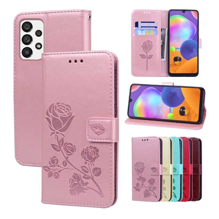 Rose-embossed leather phone case, pink folio with rose pattern and card holder