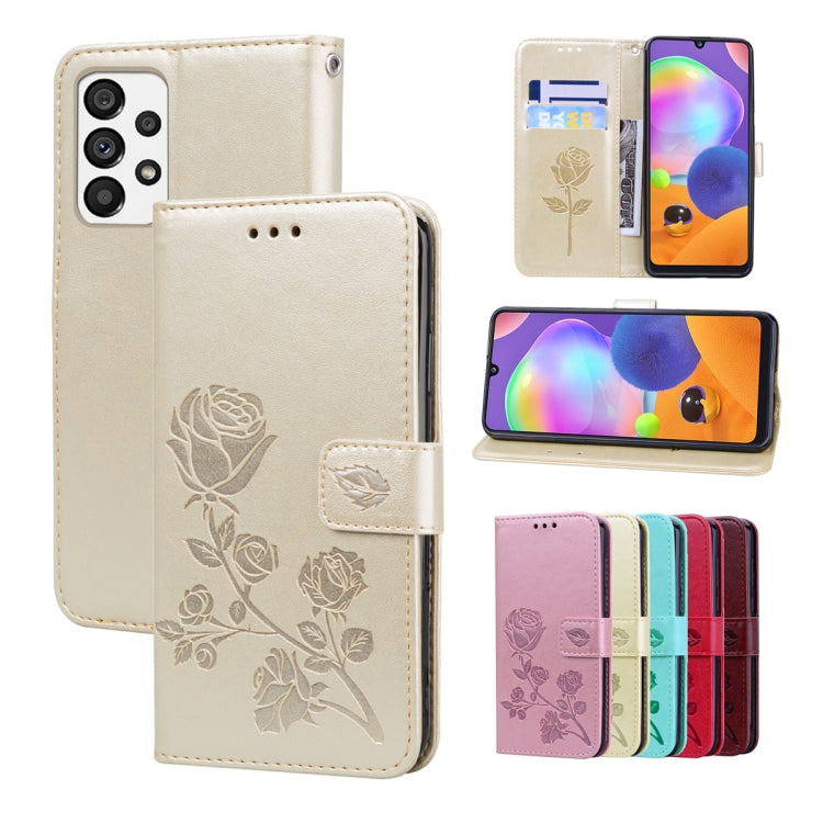Rose-embossed leather-style phone case with rose-and-leaf design, cream flip cover