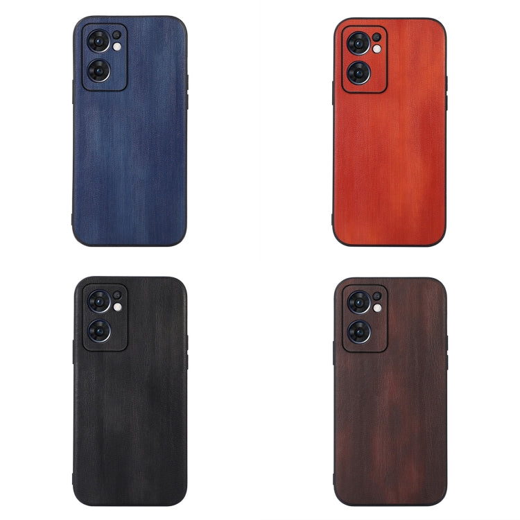 Textured PU phone case set: blue, red, black, and brown with camera cutouts