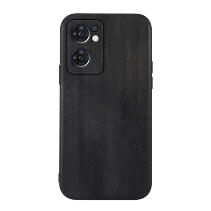 Textured PU phone case in black with camera cutout and protective raised bezel