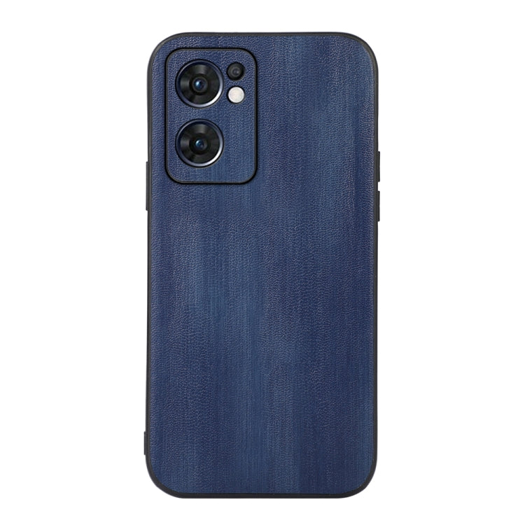 Textured PU phone case in blue, rear with camera cutouts
