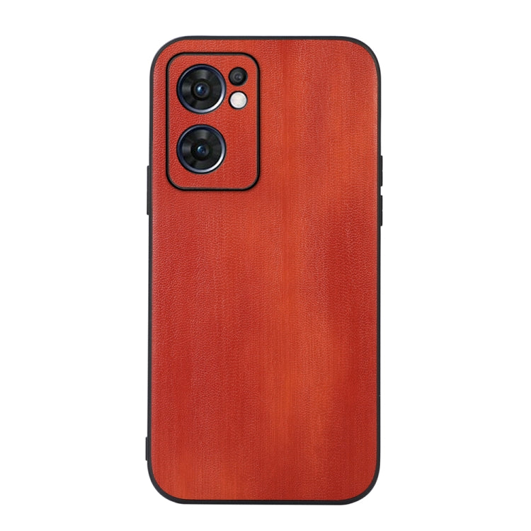 Textured PU phone case in red-orange, rear with camera cutouts