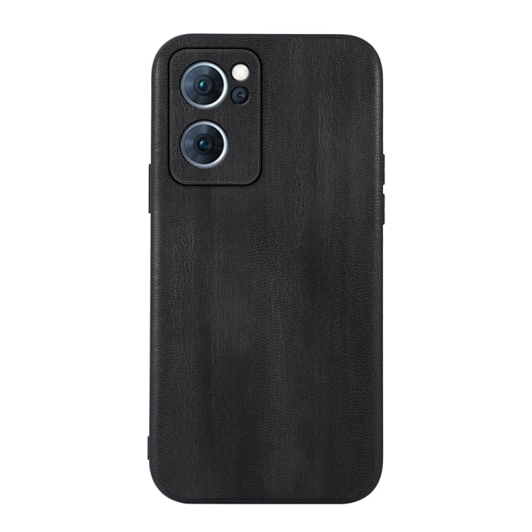 Textured PU phone case in black with dual camera cutout and raised edge protection