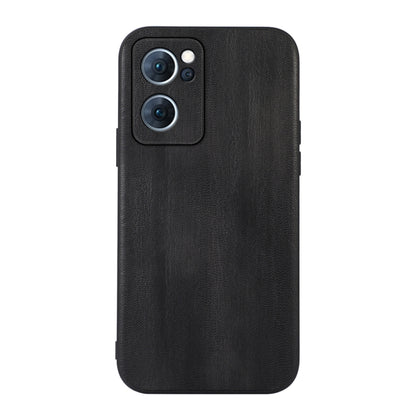 Textured PU phone case in black with dual camera cutout and raised edge protection