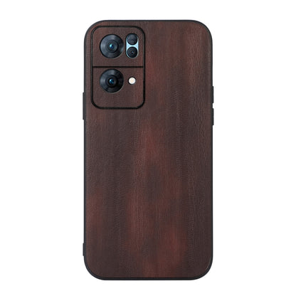 Textured PU phone case in medium brown with camera cutout and slim side openings