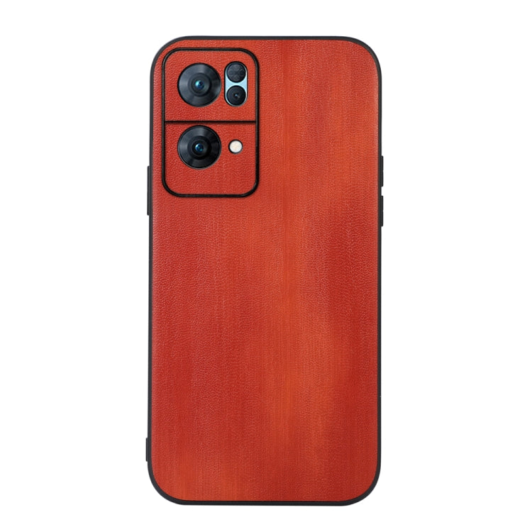 Textured PU phone case in red-orange, rear with raised camera frame