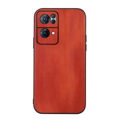 Textured PU phone case in red-orange, rear with raised camera frame