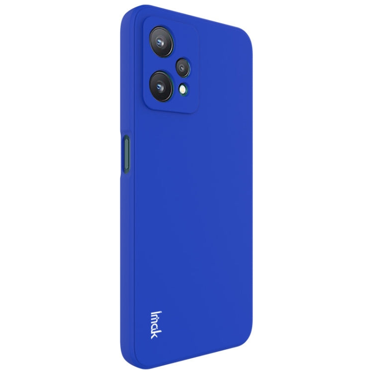 Blue TPU phone case back with dual camera cutout and slim side openings