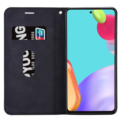 Black magnetic flip leather phone case with card slot and open front cover