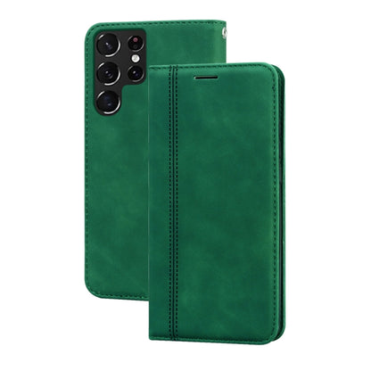 Bright green magnetic flip leather phone case with front card slot and stitched trim.