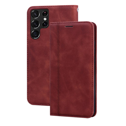 Magnetic flip leather phone case with frosted backing, burgundy red