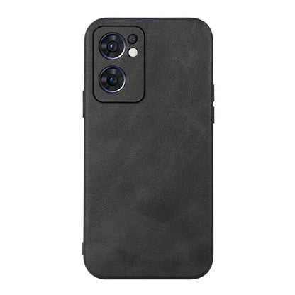Cowhide-texture PU phone case, dark/black with camera cutouts and side buttons