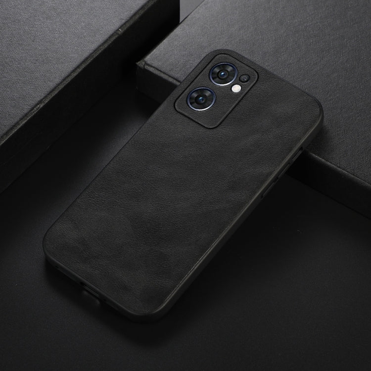 Cowhide-texture PU phone case, dark/black with raised camera cover and side cutouts