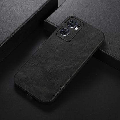 Cowhide-texture PU phone case, dark/black with raised camera cover and side cutouts
