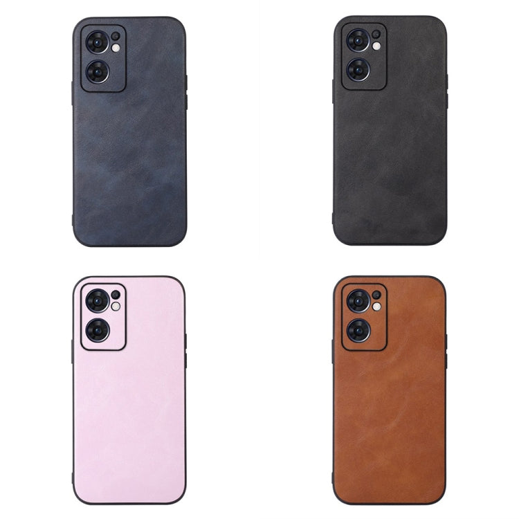 Cowhide-texture PU phone case set: blue, black, pink, and brown colors