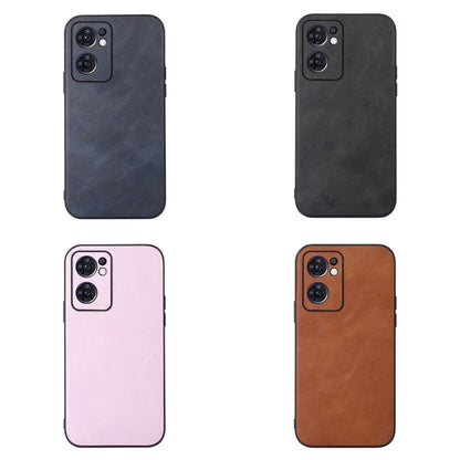 Cowhide-texture PU phone case set: blue, black, pink, and brown colors