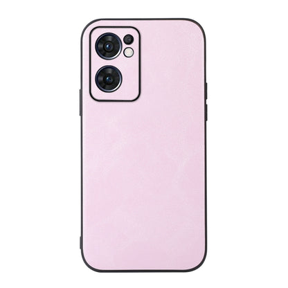 Cowhide-texture PU phone case, pink with camera cutouts and protective raised edges