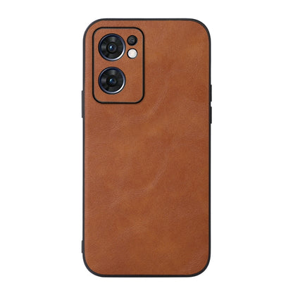 Cowhide-texture PU phone case, brown with camera cutouts and slim side openings