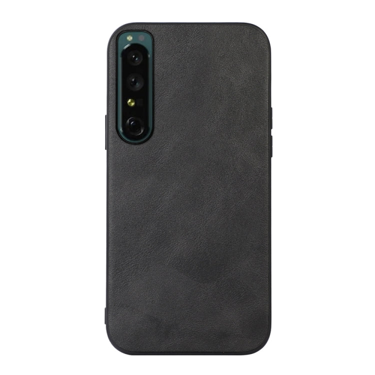 Cowhide-texture PU phone case, dark/black with vertical camera module cutout