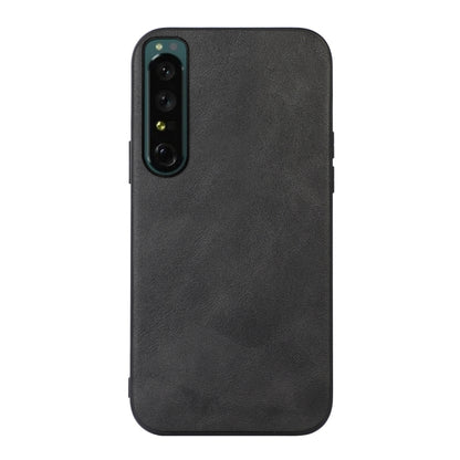 Cowhide-texture PU phone case, dark/black with vertical camera module cutout