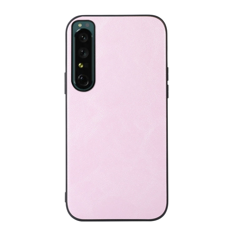 Cowhide-texture PU phone case, light pink with vertical camera module cutout